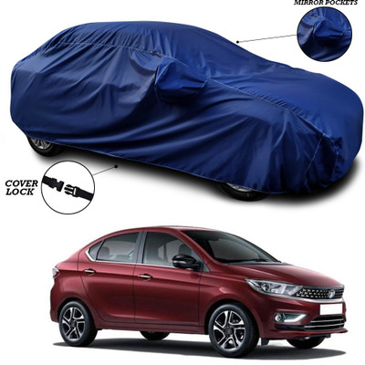 SEBONGO Car Cover For Tata Tigor (With Mirror Pockets)(Blue)
