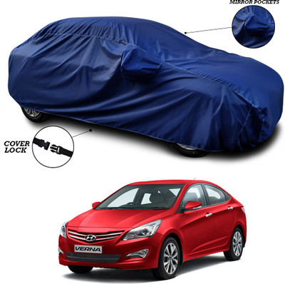 ANTHUB Car Cover For Hyundai Fluidic Verna (With Mirror Pockets)(Blue)