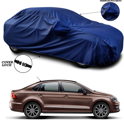 SEBONGO Car Cover For Volkswagen Vento (With Mirror Pockets)(Blue)