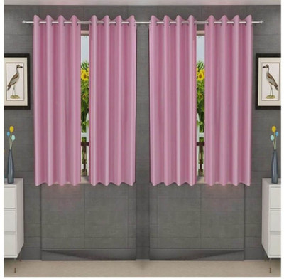 Gantavya 153 cm (5 ft) Polyester Semi Transparent Window Curtain (Pack Of 4)(Plain, baby pink)