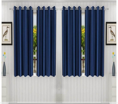 Achintya 153 cm (5 ft) Polyester Semi Transparent Window Curtain (Pack Of 4)(Plain, Blue)