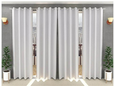 Gantavya 214 cm (7 ft) Door Polyester Semi Transparent Curtain (Pack Of 4)(White, Plain)