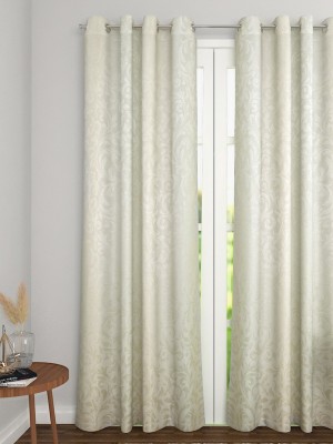 THE CONVERSION 274 cm (9 ft) Blends Room Darkening Long Door Curtain Single Curtain(Abstract, Cream)