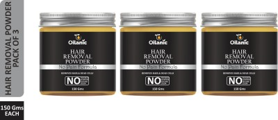 Oilanic Premium Hair Removal Powder For Removing Hair From Under arms, Hand, Legs & Bikini Line(Three in one Use) Combo pack of 3 Jars of 150 gms(450 gms) Wax(450 g, Set of 3)