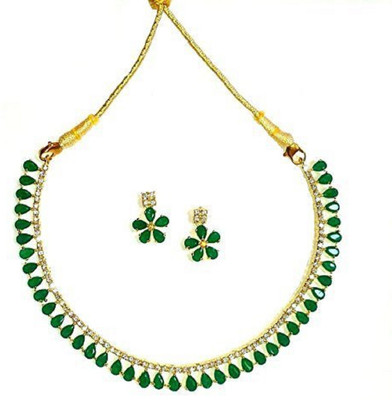 hurrio Stone Gold-plated Green, Gold Jewellery Set(Pack of 1)