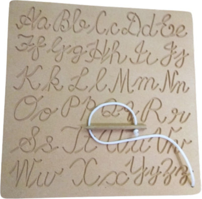 GKids Woooden Capital And Samll abc Cursive Writing Practice Tracing Wooden Board With Dummy Pencil For Learning Kids(Brown)
