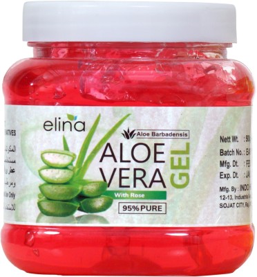 ELINA Aloe Vera Gel (Rose) NATURAL & Pure- for Skin and Hair care 500g(500 g)