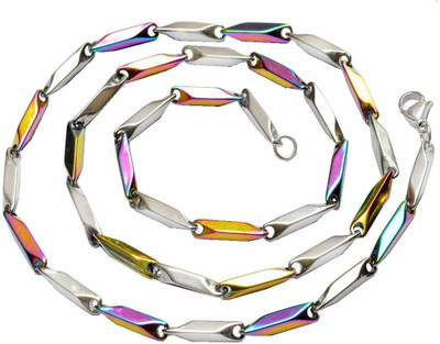 M Men Style Plain Classic Design Rainbow Rectangle Link Stainless Steel Chain