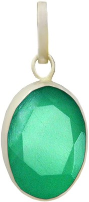 Takshila Gems Natural Green Onyx Pendant 6.25 Ratti / 5.62 Carat Lab Certified in 925 Silver, Green Onyx Stone Locket Silver Onyx Stone, Silver Pendant