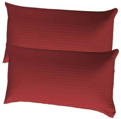 Swikon star Fiber Pillow Microfibre Stripes Sleeping Pillow Pack of 2(Red)