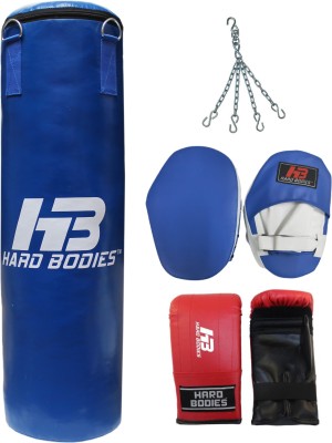 HB Hard Bodies Classic Combo of :- 3 Feet Unfilled Punching Bag, Punching Gloves, Chain, Focus Pads Boxing Kit