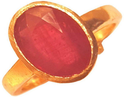 GALAXY ASTRO Natural Gold Plated Manik Ring Stone Ruby Gold Plated Ring