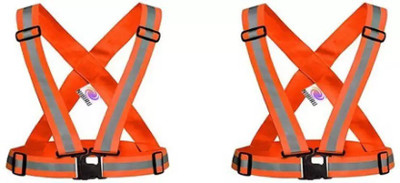 Sqoota Safe High Visibility Protective Safety Reflective Vest Belt Jacket, Night Cycling Reflector Strips Cross Belt Stripes Adjustable Vest Safety Jacket(Orange)