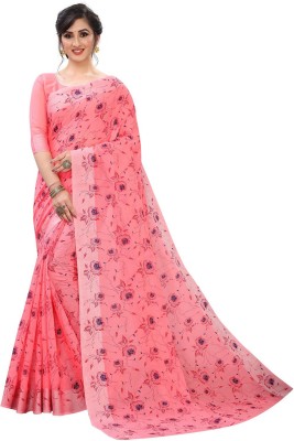 WEYLIN Floral Print Daily Wear Cotton Blend, Pure Cotton Saree(Pink)