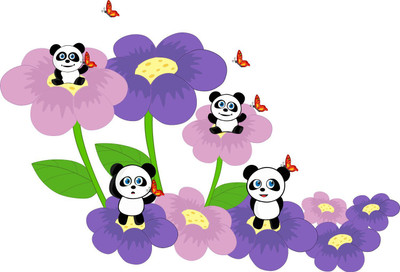 Stickerberry 46 cm Panda With Flower Beautiful Wall Sticker For Home Decor kids Room Self Adhesive Sticker(Pack of 1)