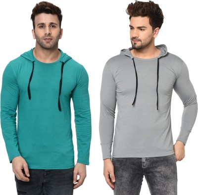 Unite Wear Solid Men Hooded Neck Silver, Light Green T-Shirt