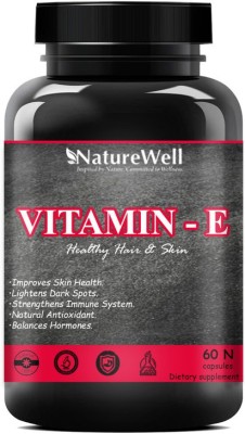 Naturewell VITAMIN E 400 capsules 400 I U (Natural Source) for Skin & hair care (60N Premium)(60 No)