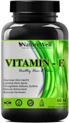 Naturewell Vitamin E Capsules 400 IU for face, skin and hair with Evening Oil (60N Premium)(60 No)