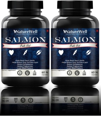 Naturewell Salmon Fish Oil 1000mg 660mg Omega 3 For brain, heart, joint (120N Premium)DB(2 x 60 No)