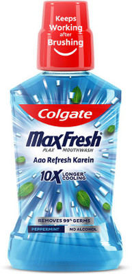 Colgate Maxfresh Plax Antibacterial Mouthwash, 24/7 Fresh Breath - Peppermint Fresh(250 ml)