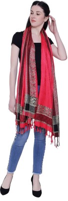 Feathers Polyester Wool Blend Self Design Women Shawl(Multicolor)