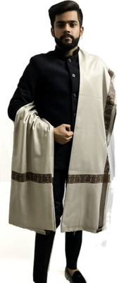 Zaria Fabs Polyester Wool Blend Printed Men Shawl(Grey)