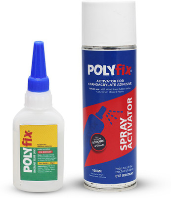 POLYFIX Super Glue Accelerator with cyanoacrylate super glue (Aerosol combo) Adhesive(100 ml)