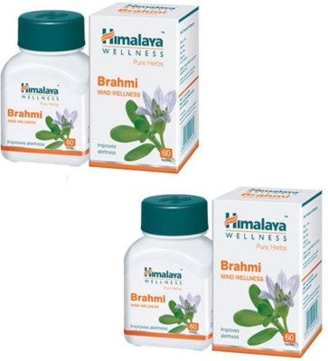 HIMALAYA Wellness Pure Herbs Brahmi Mind Wellness |Improves alertness |- 60 Tablet (Brahmi helps calm the mind, promote clarity of thought, thinking, learning and memory, thus enhancing cognitive abilities memory consolidation) PACK OF 2(Pack of 2)