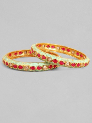 RUBANS Alloy Ruby Gold-plated Bangle Set(Pack of 2)