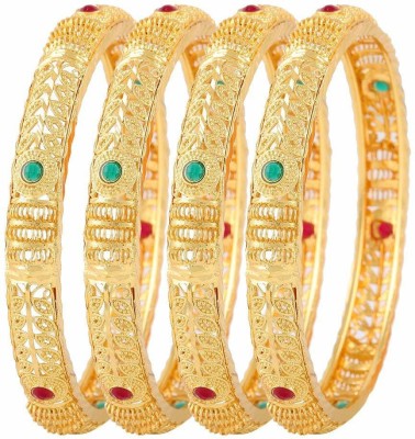 JDX Metal Gold-plated Bangle Set(Pack of 4)