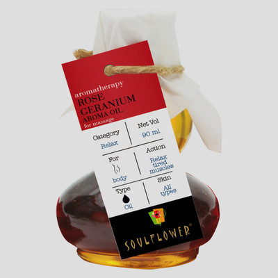 15% OFF on Soulflower Rose Geranium Aroma Massage Oil 90ml, For Relieves Muscles, Heals Scars, Sunburns, Rehydrates Skin,(90 ml) 15% OFF on Soulflower Rose Geranium Aroma Massage Oil 90ml, For Relieves Muscles, Heals Scars, Sunburns, Rehydrates Skin,(90 ml)