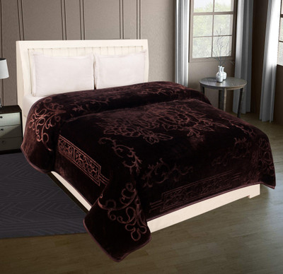 Homitecture Self Design Single Mink Blanket for  Heavy Winter(Polyester, Coffee)