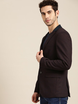 INVICTUS Solid Single Breasted Festive & Wedding Men Blazer(Maroon)