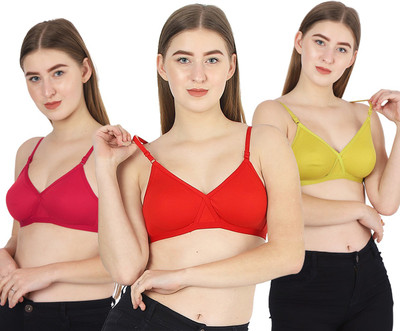 MiYaFi Women Full Coverage Non Padded Bra(Red, Green, Pink)
