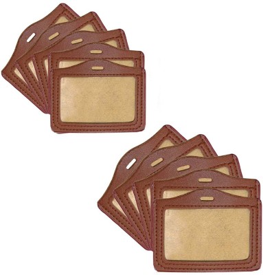 WeKonnect PU Leather Clear ID Window ID Badge Holder | Horizontal ID...