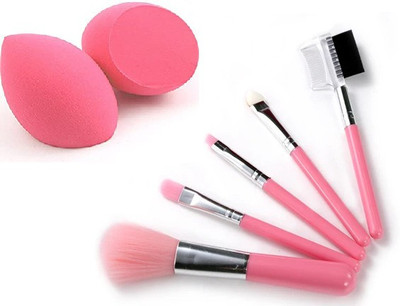 Love Nature 5 PCS Make up Brushes With 2 Latus Sponge Puff(2 Items in the set)