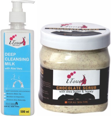 I TOUCH HERBAL CHOCOLATE SCRUB 500 ML AND DEEP CLEANSING MILK 500 ML (PACK OF 2 X 500 ML )(2 Items in the set)