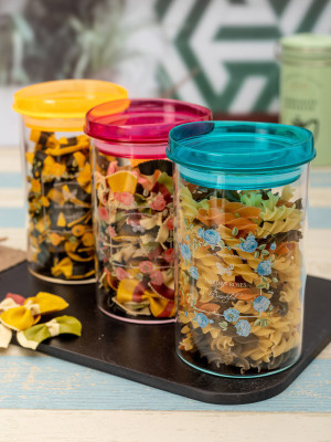 ROXX Glass Utility Container  - 1000 ml(Pack of 3, Clear)