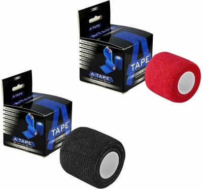 Agam A-Tape Cohesive Crepe Bandage Black & Red (Reusable & Waterproof, 5 cm X 4.5 Mtr) Crepe Bandage(5 cm)