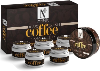 NutriGlow NATURAL'S Raw Irish Coffee Facial Kit (250 gm) With Coffee Face Pack (200 gm)/ Yogurt Extract with Mint / Deep Pore Cleanser / Glowing Skin/ Tightening Pores(2 Items in the set)