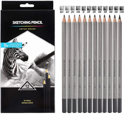 Craftacious Professional Drawing & Sketching Graphite Pencil Set (B-10B, HB, 2H-6H ); Grade Pencil(Pack of 12)