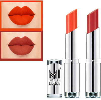 MI FASHION Rich Colors Cr�me Matte Smooth Lipstick Combo Made in India Long Lasting Set of 2 Code no 1474(Orange, Orange, 7 g)