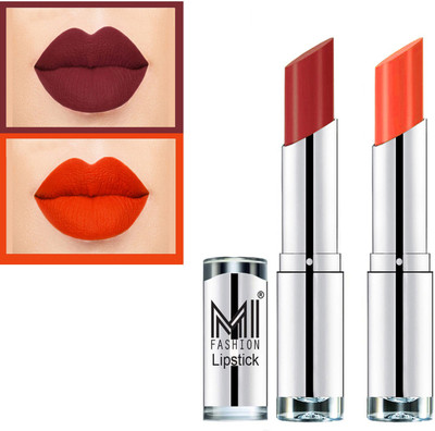 MI FASHION High Pigmented Bold Colors Lipsticks Cr�me Matte Combo Set of 2 Code no 692(Brown, Orange, 7 g)
