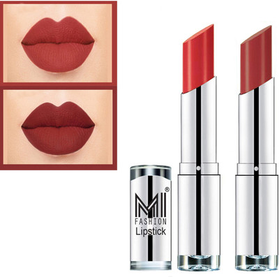 MI FASHION High Pigmented Bold Colors Lipsticks Cr�me Matte Combo Set of 2 Code no 712(Orange, Brick Red, 7 g)