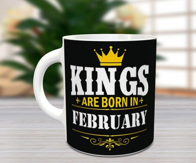 BlueBells Gifting kings are born in February month Ceramic Coffee Mug(325 ml)