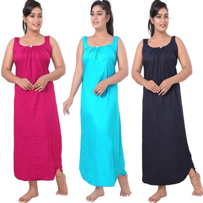 UNIQUE COLLECTONS Women Nighty Set(Pink, Light Blue, Black)