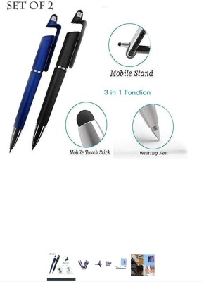 Gadget Zone Pen Stylus Stand 34 Multi-function Pen(Pack of 2, Ink Color - Blue)