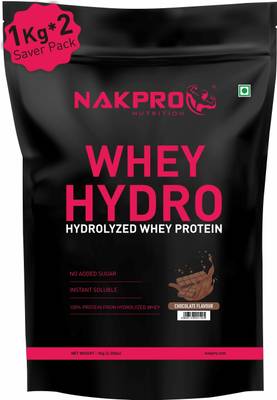 Nakpro HYDRO Whey Protein Hydrolyzed Supplement Powder - 2 kg Chocolate (1Kg*2) Whey Protein