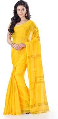 WoodenTant Woven Handloom Cotton Silk Saree(Yellow)