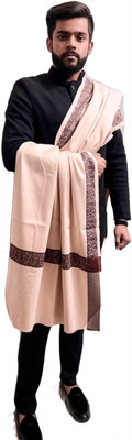 Zaria Fabs Polyester Wool Blend Woven Men Shawl(Beige)